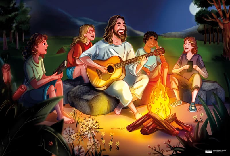 Lámina papel: Jesús con teens